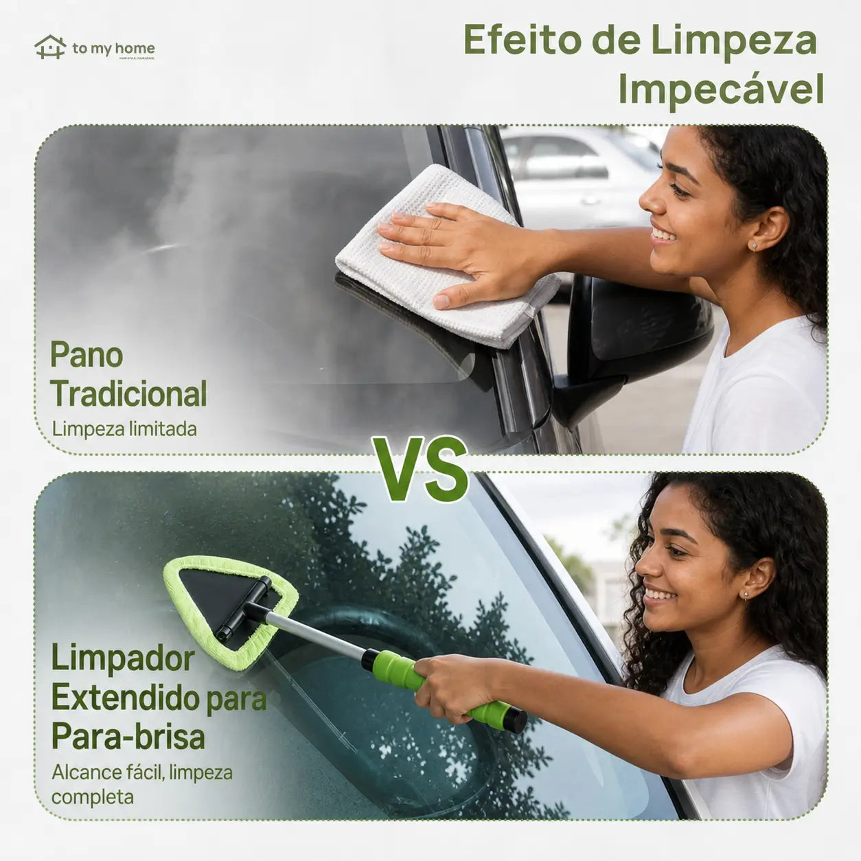Rodo limpador de para-brisa em microfibra reutilizável com cabo de alumínio para carros, SUVs, caminhões e motorhomes, limpeza interna e externa