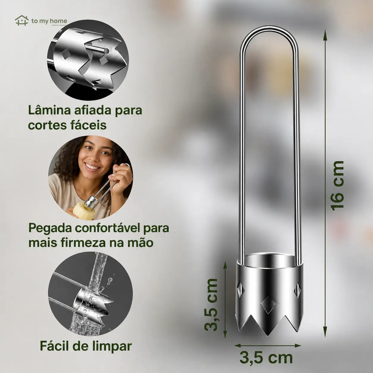 Kit com 2 extratores de miolo em aço inox com cabo ergonômico para pimentão, maçã e legumes no preparo da cozinha doméstica