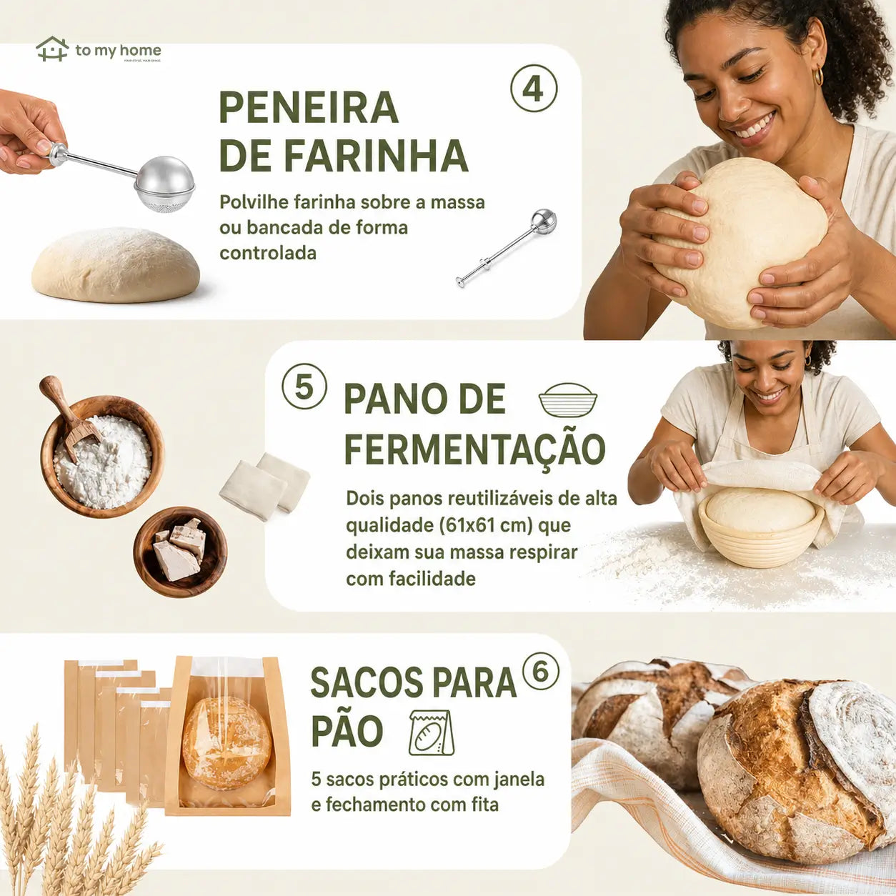 Kit completo para pão de fermentação natural com pote de vidro 1 L, cestos de silicone e acessórios para iniciantes