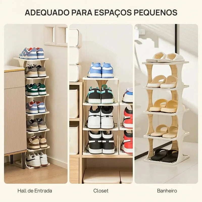 Sapateira Vertical Modular com 6 a 9 Andares, Estrutura Compacta, Moderna, Resistente e Organização Doméstica Eficiente