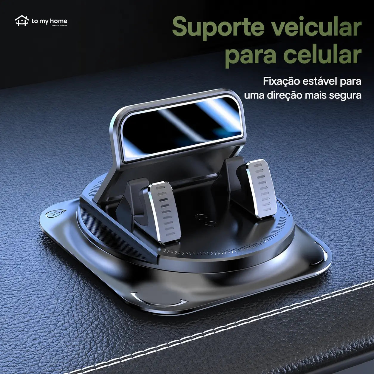 Suporte veicular para celular com rotação 360° e ventosa estável para navegação no painel, uso com uma mão em iPhone e Android