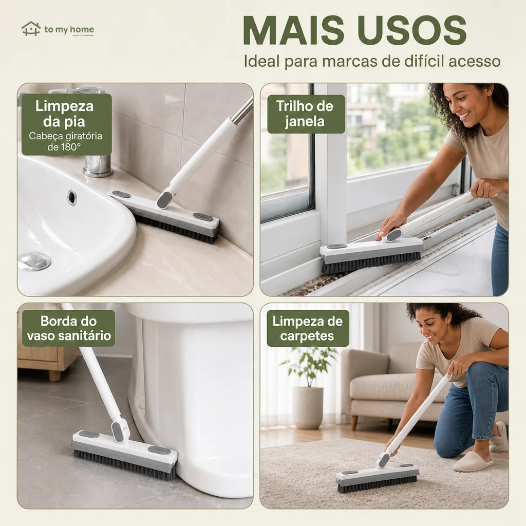 Escova esfregão 360° com cabo ajustável de 150 cm para rejuntes e cantos