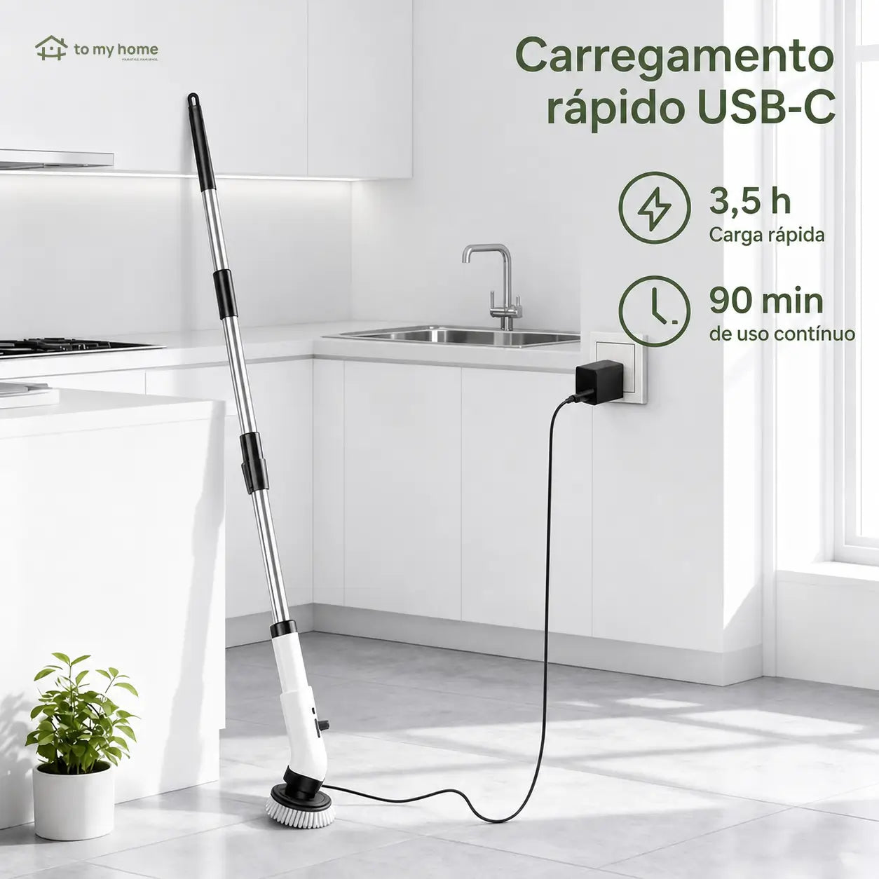 Escova elétrica de limpeza sem fio IPX7 com cabo extensível e 9 cabeças para banheiro, cozinha, pisos e rejuntes do dia a dia