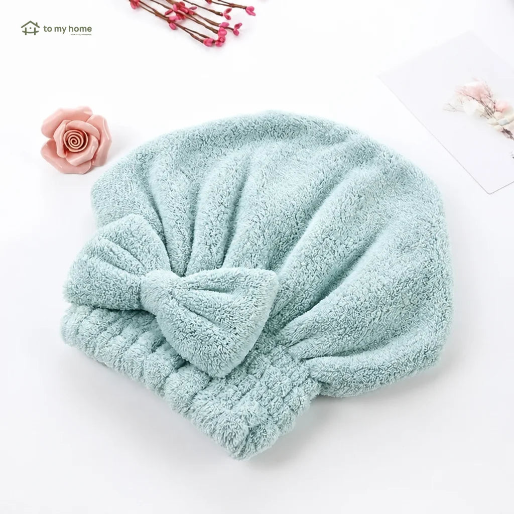 Conjunto de toucas toalha ultra-absorventes com laço decorativo, ajuste elástico e toque macio para pós-banho, maquiagem em casa ou viagem
