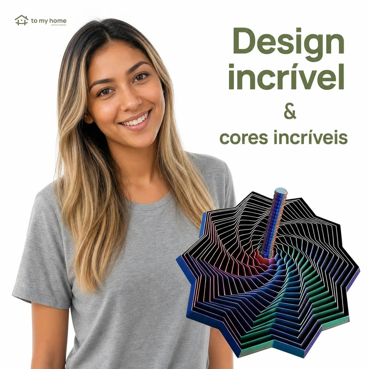 Brinquedo fidget estrela 3D com espiral hipnótica e cabo, experiência sensorial antistresse para usar no trabalho, nos estudos e em casa