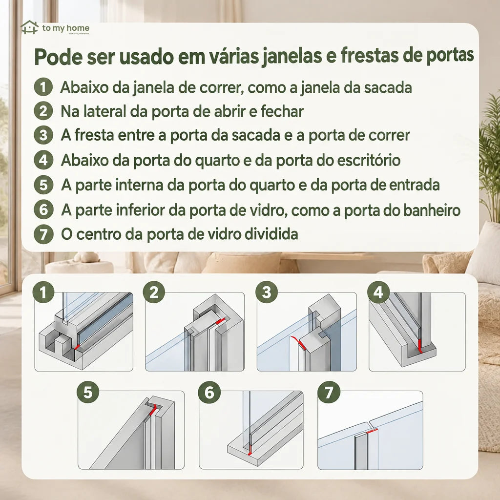 Veda fresta autoadesivo para portas com rolo de 5 m