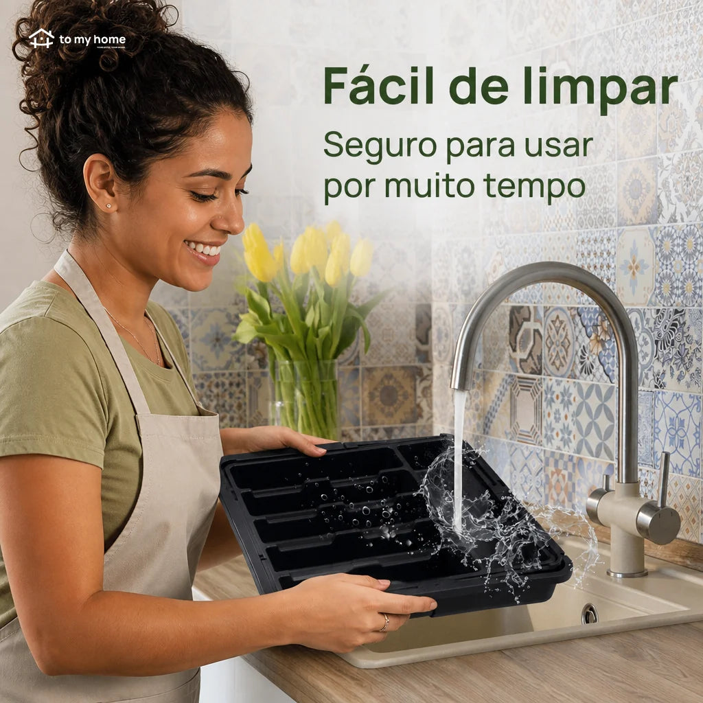 Organizador de talheres expansível com 9 compartimentos para gaveta