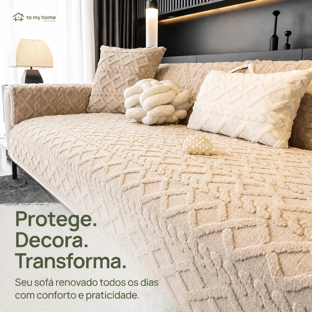 Protetor de sofá em veludo macio antiderrapante com matelassê moderno, capa lavável para sala, quarto e casas com pets