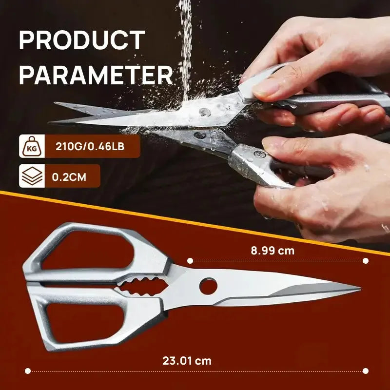 Tesoura de cozinha profissional em aço inoxidável, para carnes aves ossos, cortes precisos, uso culinário multifuncional doméstico ou profissional diário
