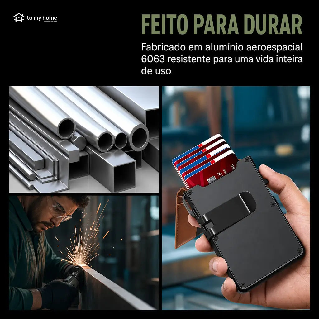 Carteira masculina slim com bloqueio RFID, porta-cartões pop-up e clipe de dinheiro para uso diário no bolso com janela para documento
