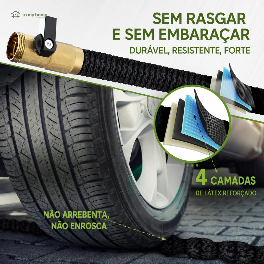 Mangueira de jardim expansível até 3x com esguicho de 10 jatos para plantas, carros e pets