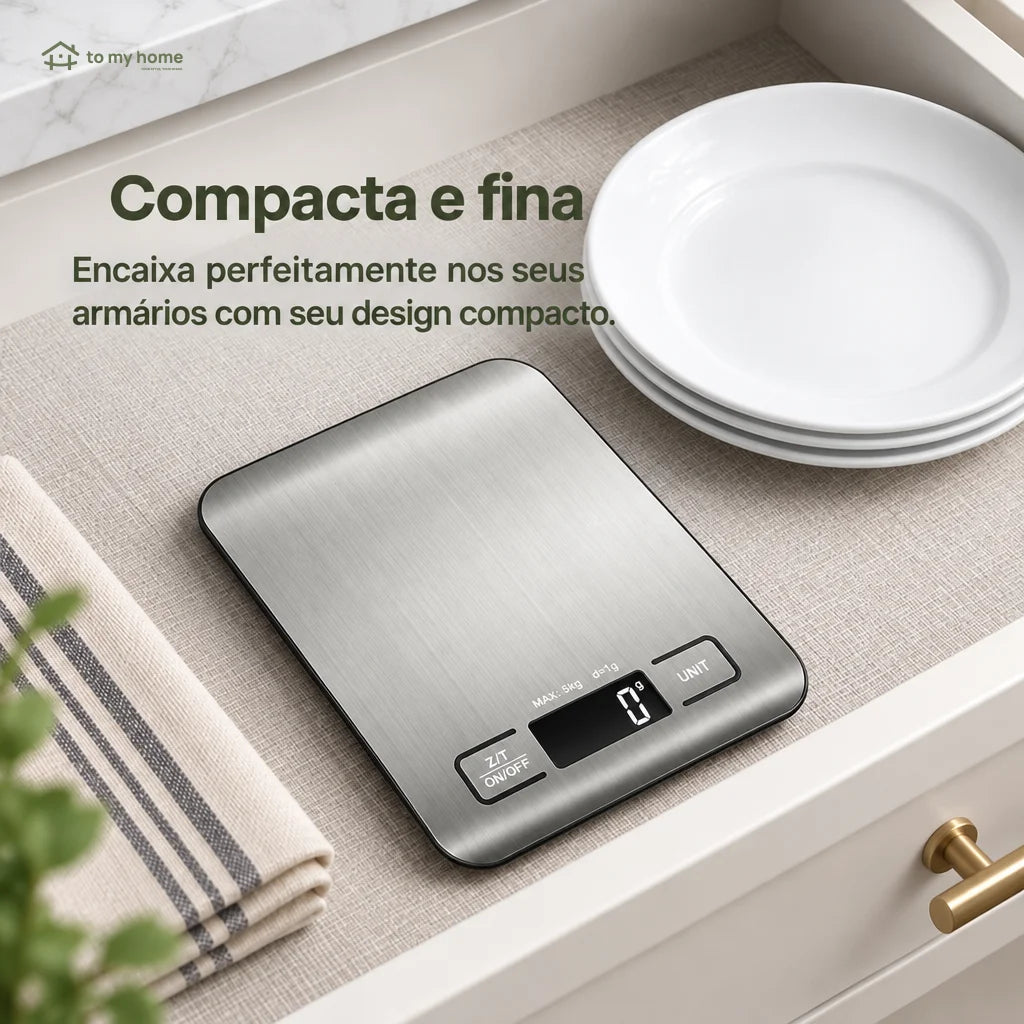 Balança digital de cozinha com tara e precisão de 1 g
