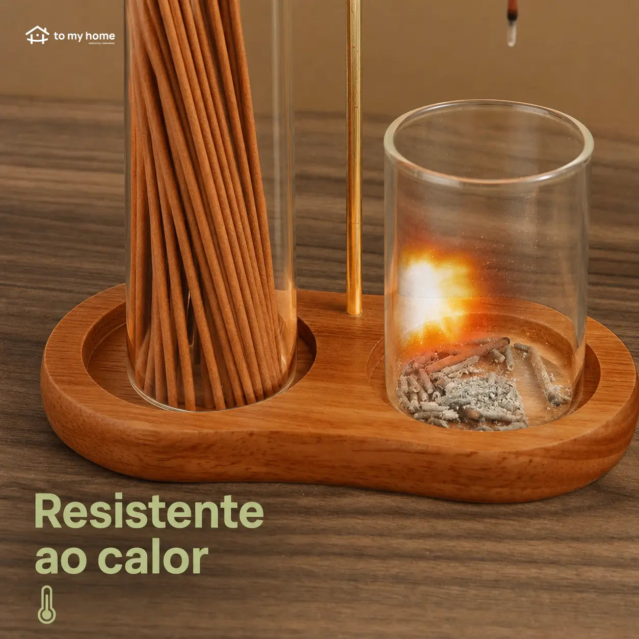 Porta-incenso minimalista com porta-vela, base de madeira resistente e coletor removível para yoga, relaxamento e decoração na sala e quarto