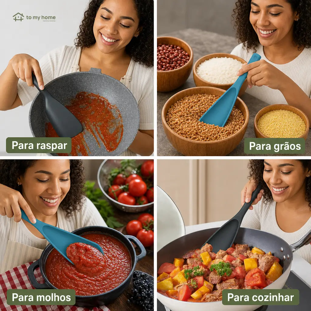 Kit 2 Colheres Espátulas de Silicone Antiaderente, Livre de BPA e Resistente ao Calor
