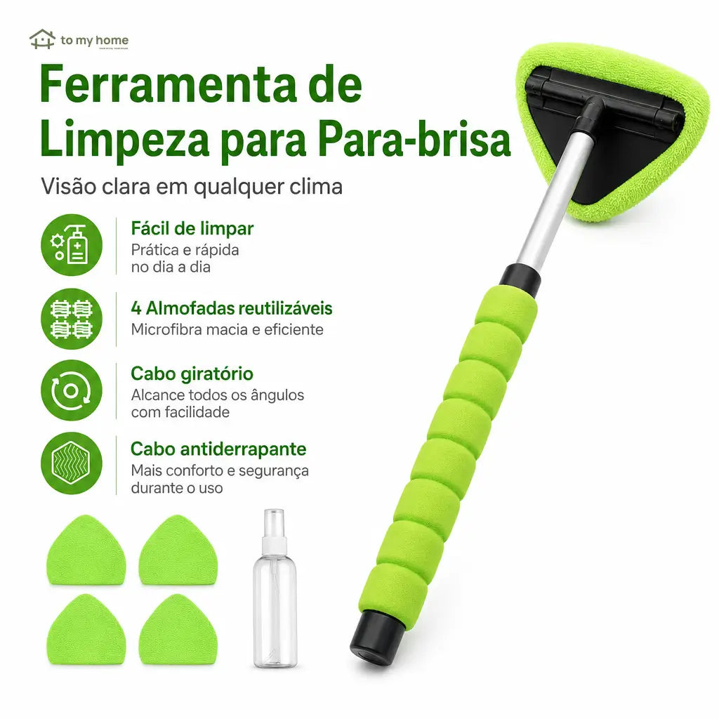 Rodo limpador de para-brisa em microfibra reutilizável com cabo de alumínio para carros, SUVs, caminhões e motorhomes, limpeza interna e externa