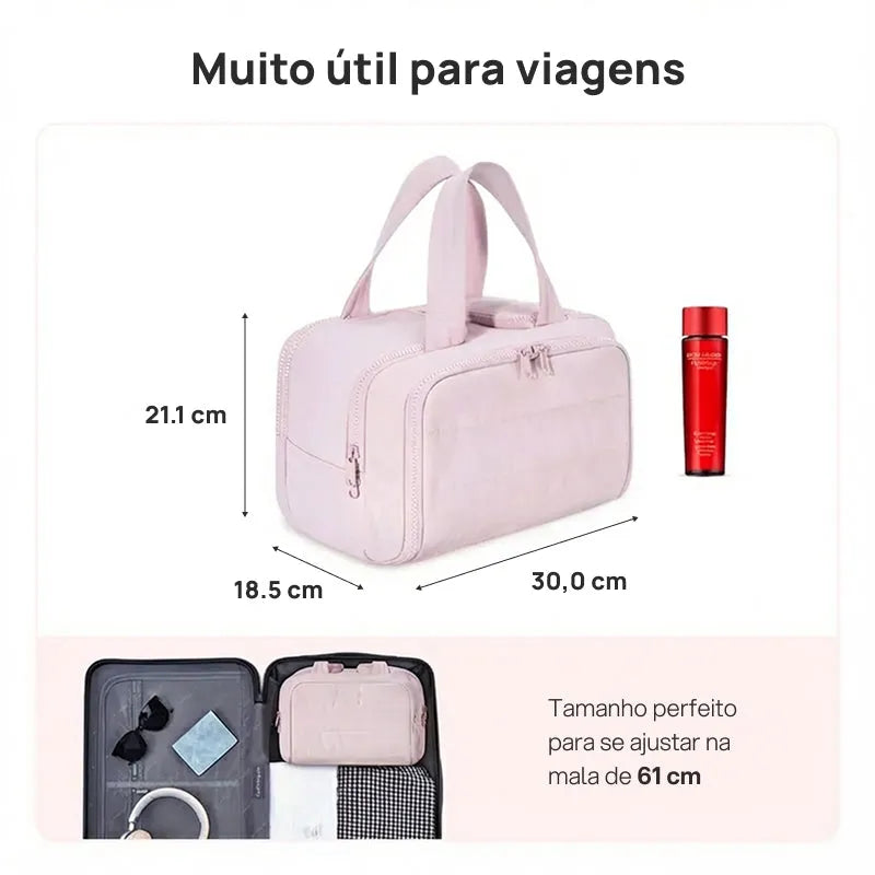 Necessaire Feminina Puffy 4 em 1 Multifuncional com Grande Capacidade, Compartimentos Separados para Maquiagem, Higiene e Viagem
