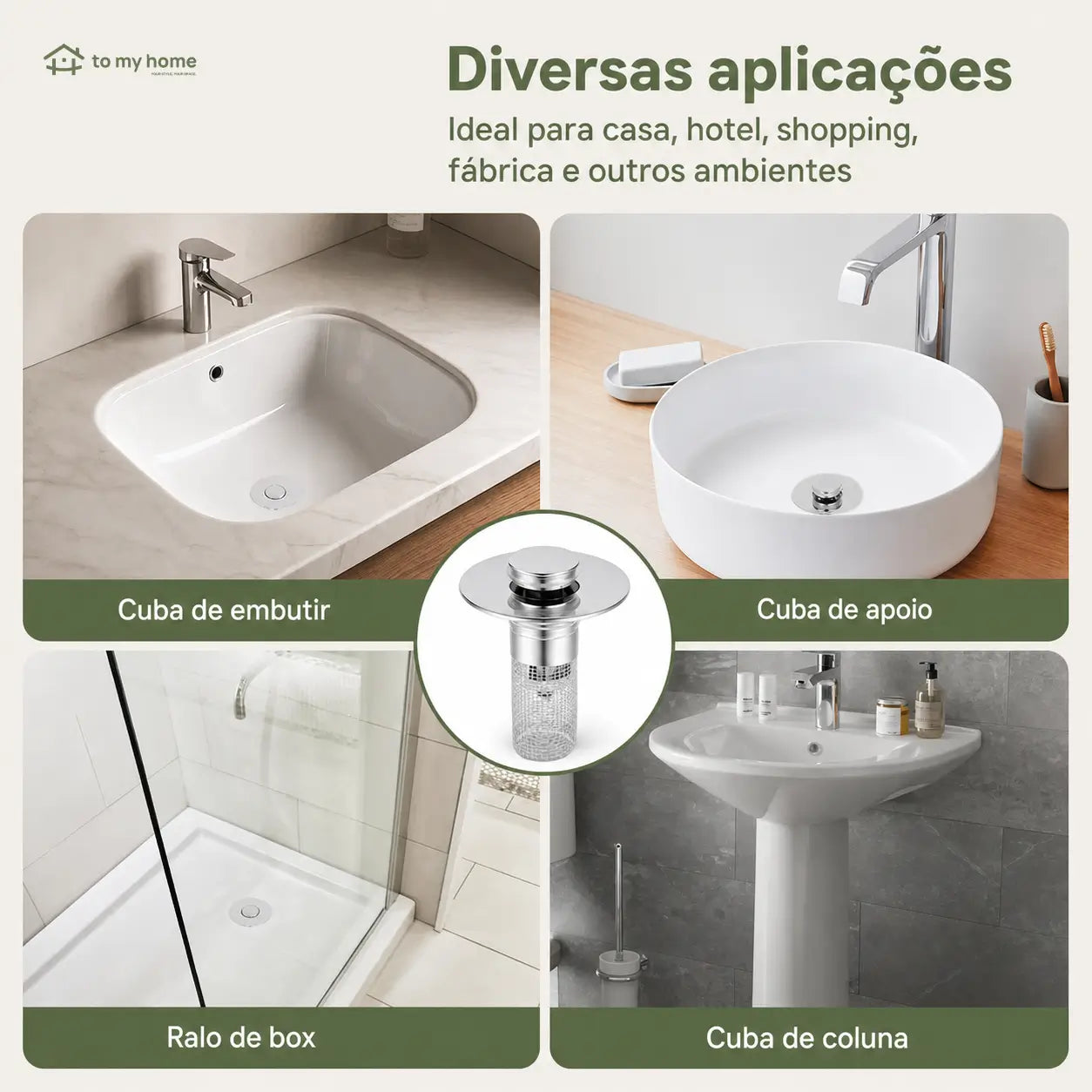 Válvula pop-up para pia de banheiro 2 em 1 com cesto anti-entupimento para ralos padrão de 2,8 a 3,7 cm e vedação prática