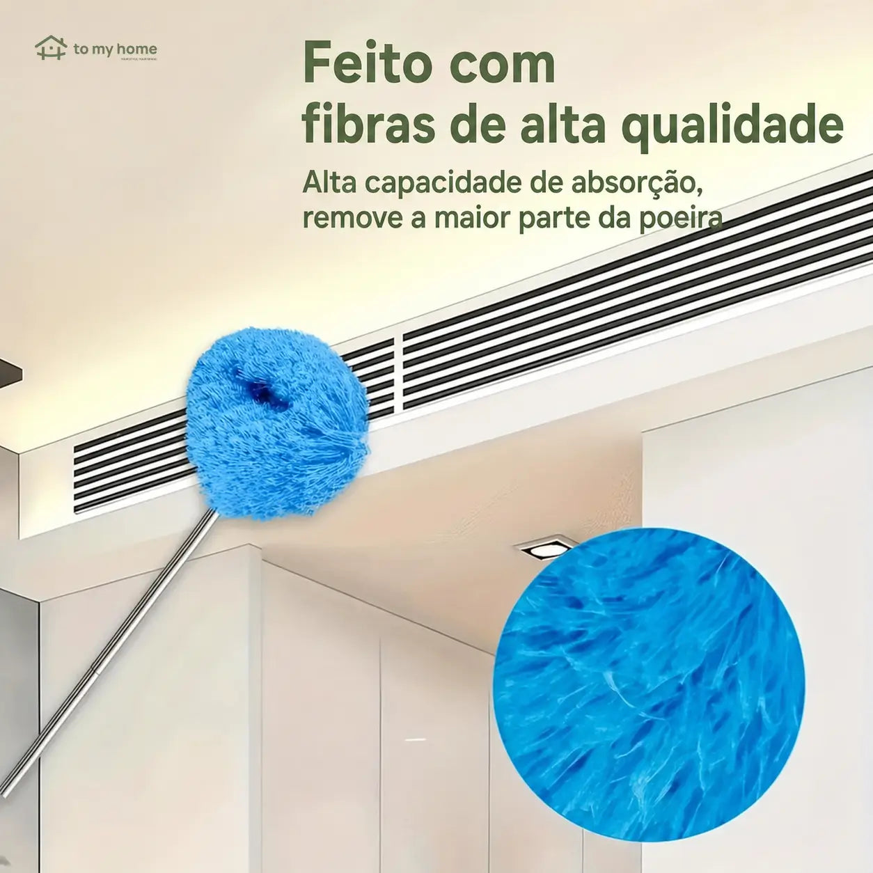 Espanador de microfibra extensível para ventilador de teto, cabo longo reutilizável para limpar paredes, cantos e áreas altas no dia a dia