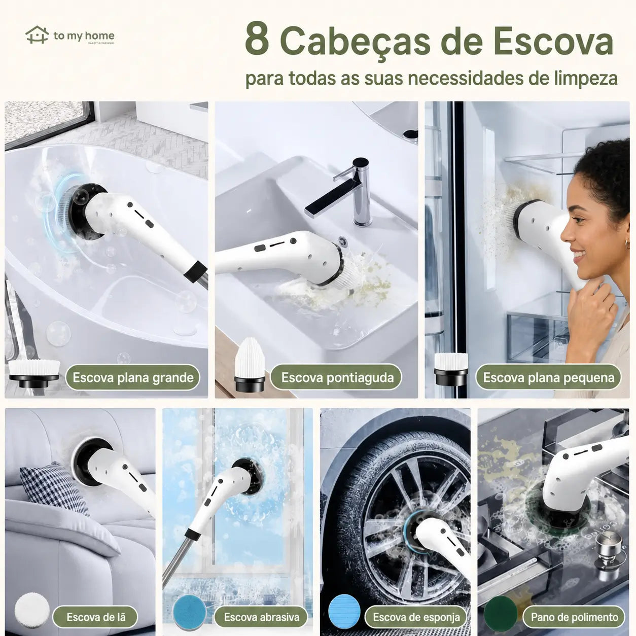 Limpador elétrico giratório sem fio com 2 velocidades, USB-C e extensão ajustável para limpeza prática de banheiro, cozinha, rejuntes, pia e piso