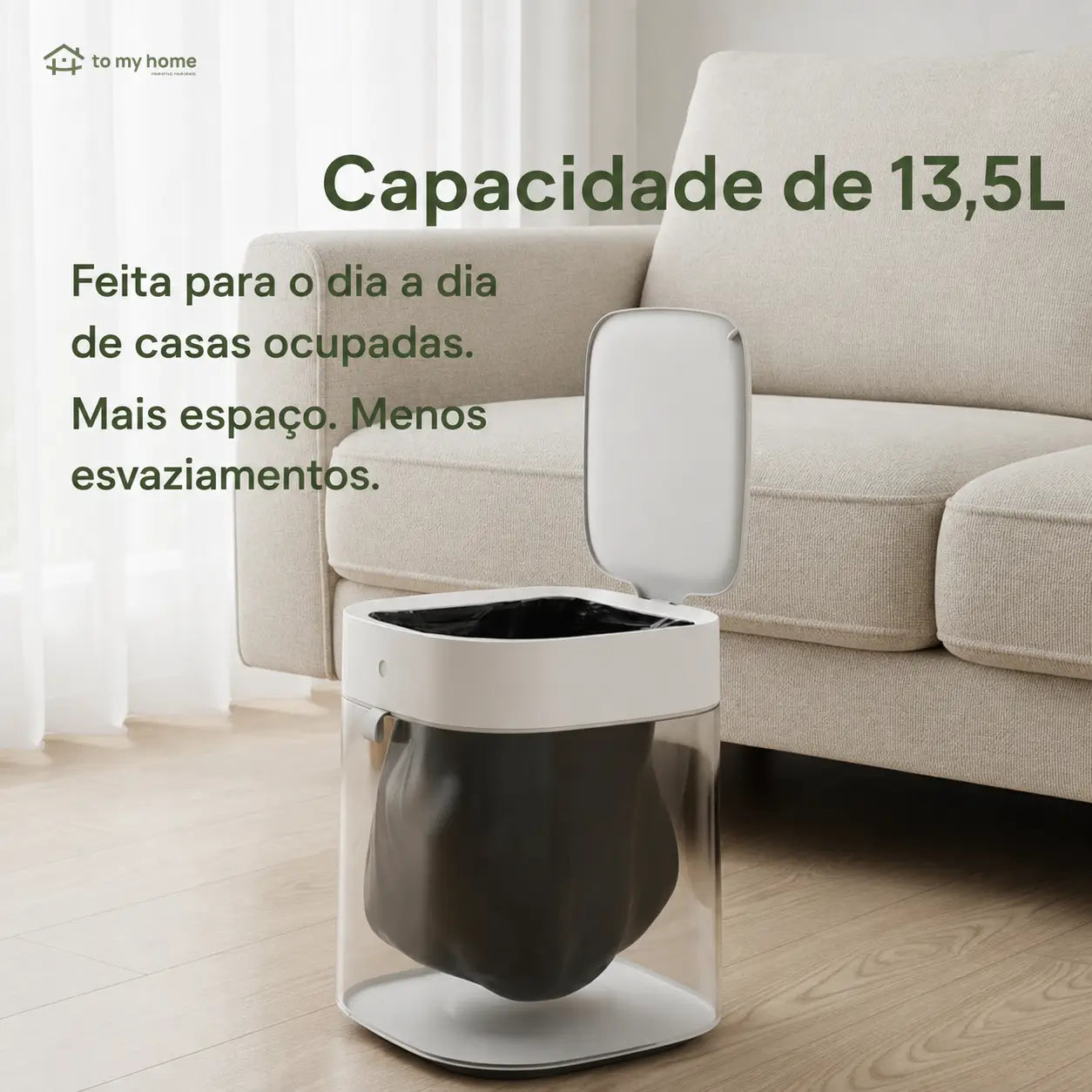 Lixeira automática 13,5 L com sensor infravermelho, vedação térmica e troca de saco para banheiro, cozinha e quarto, uso higiênico diário