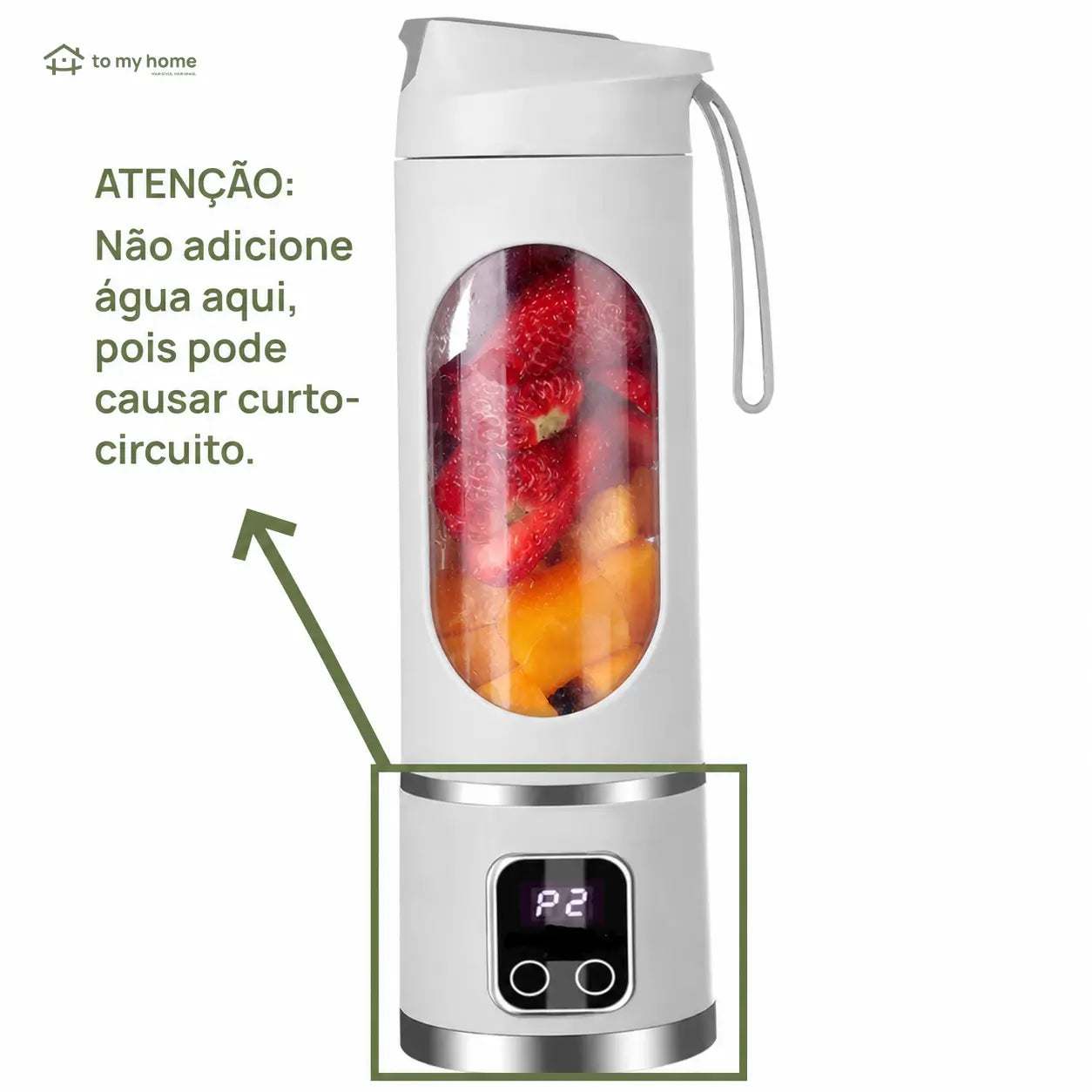 Liquidificador individual com display digital LED e espremedor de limão integrado para frutas, gelo, castanhas e vegetais onde quiser com praticidade