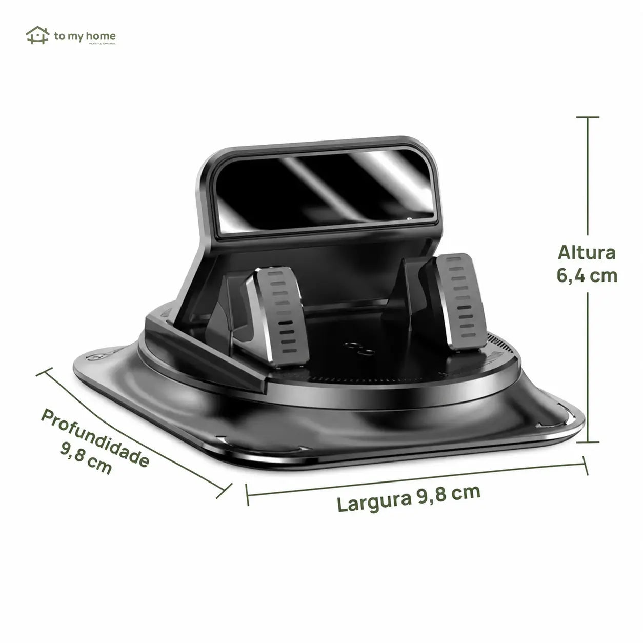 Suporte veicular para celular com rotação 360° e ventosa estável para navegação no painel, uso com uma mão em iPhone e Android