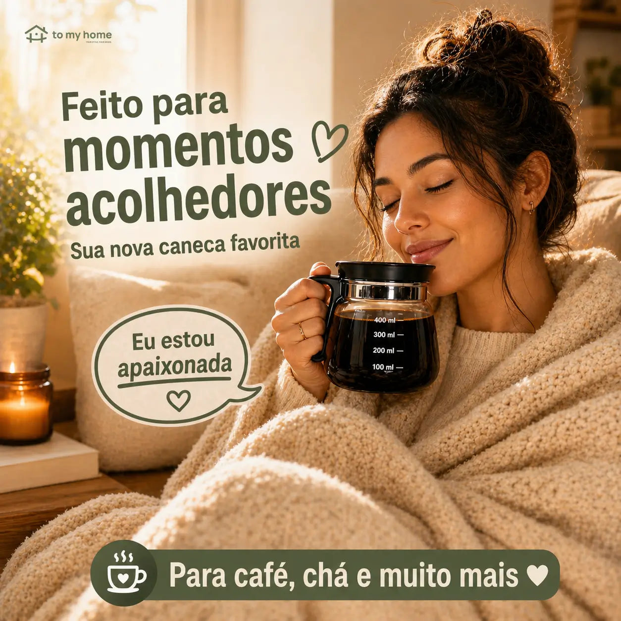 Caneca compacta de vidro 473 ml (16 oz) estilo cafeteira com tampa para presentear quem ama café e bebidas quentes no dia a dia