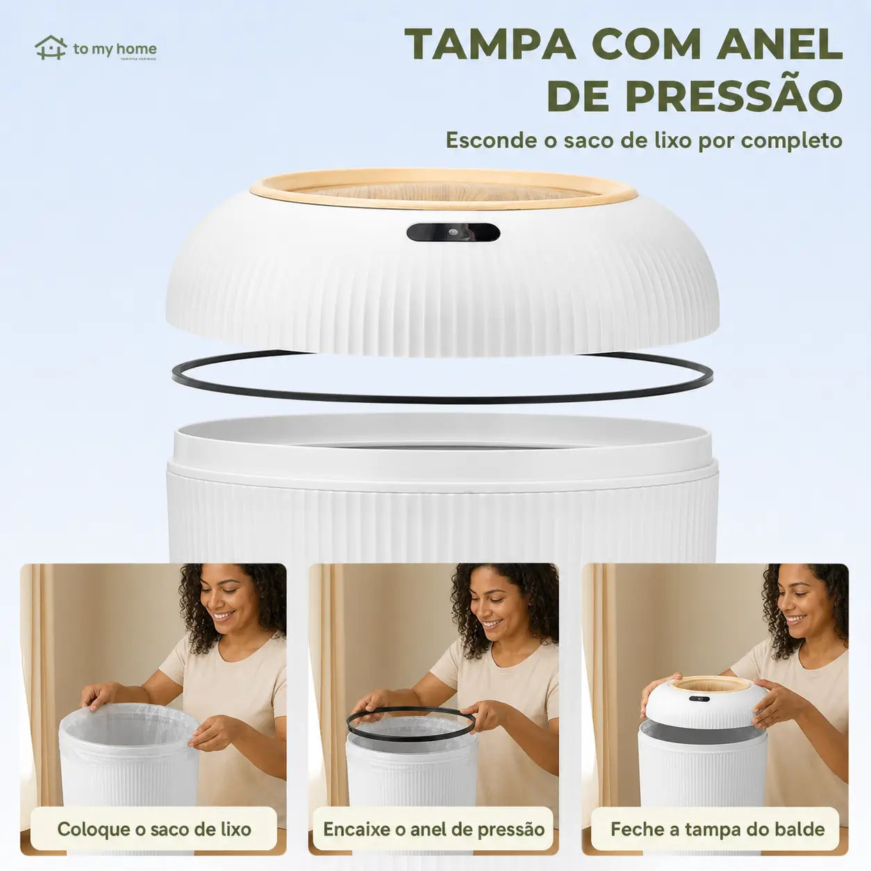 Lixeira automática compacta com sensor infravermelho, tampa antiodor e design nórdico para banheiro, quarto, cozinha e escritório em casa