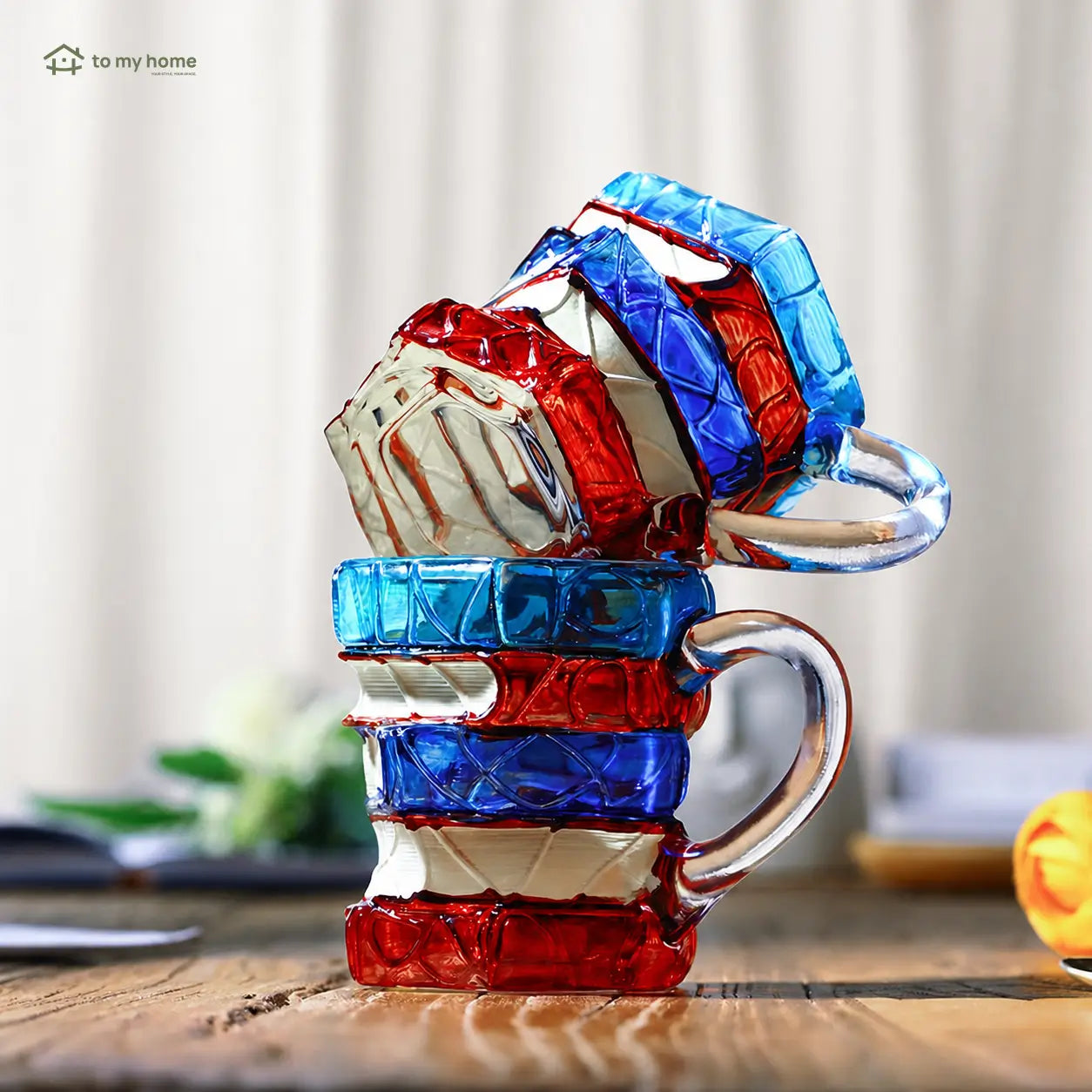 Caneca de cerâmica em formato de livros empilhados com arte 3D colorida para café, leitura e presente criativo para amantes de literatura