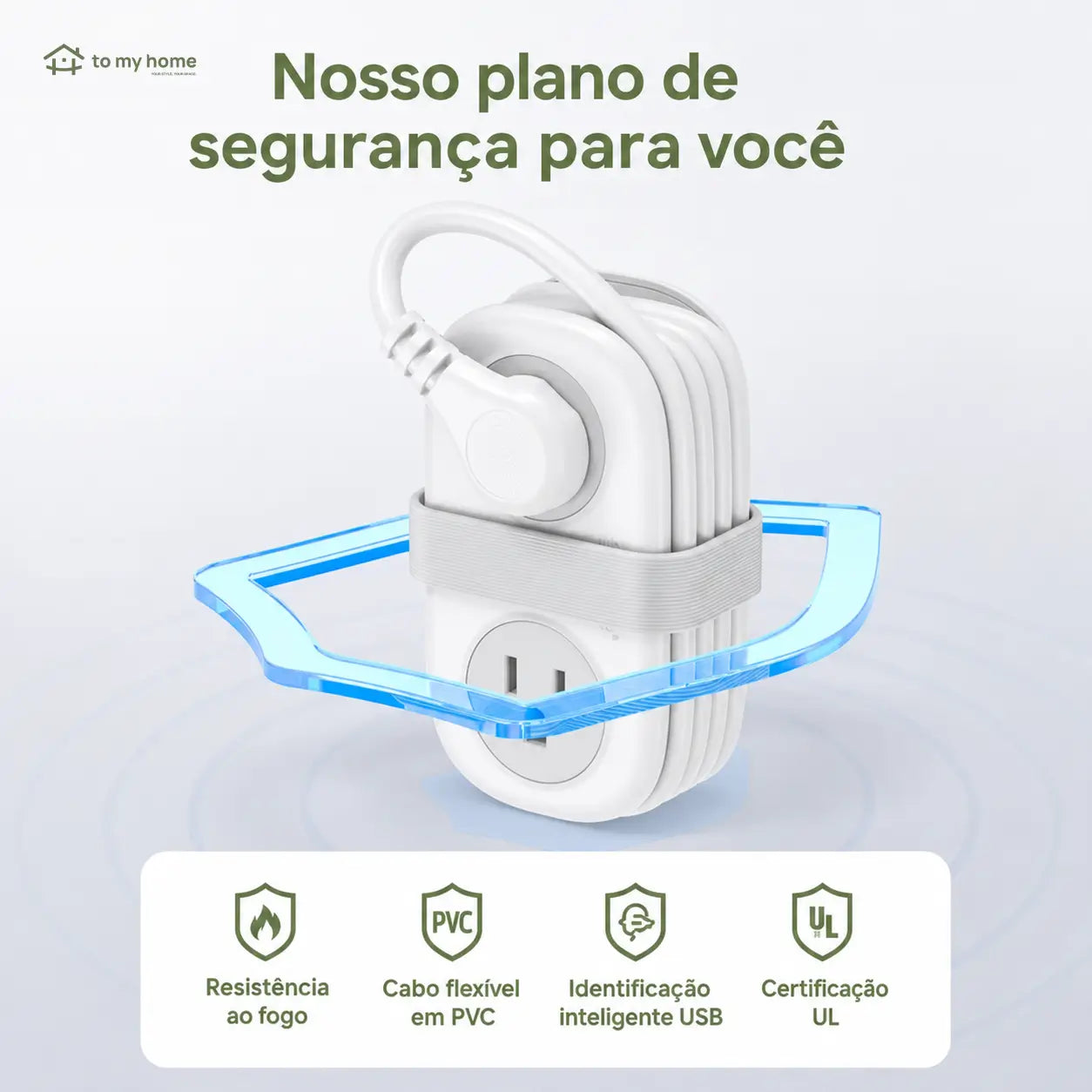 Filtro de linha compacto para viagem com 4 tomadas, USB-C e cabo curto enrolável, ideal para hotel, cruzeiro e mesa de trabalho