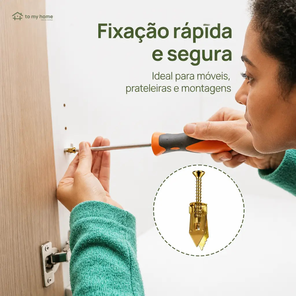 Kit com 200 buchas para drywall autoperfurantes sem furadeira para quadros, prateleiras, cortinas e armários de parede em casa e no escritório
