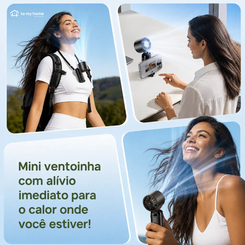 Ventilador portátil turbo 4 em 1 com 200 velocidades, display LED e bateria 3600 mAh para viagem, mesa e pescoço