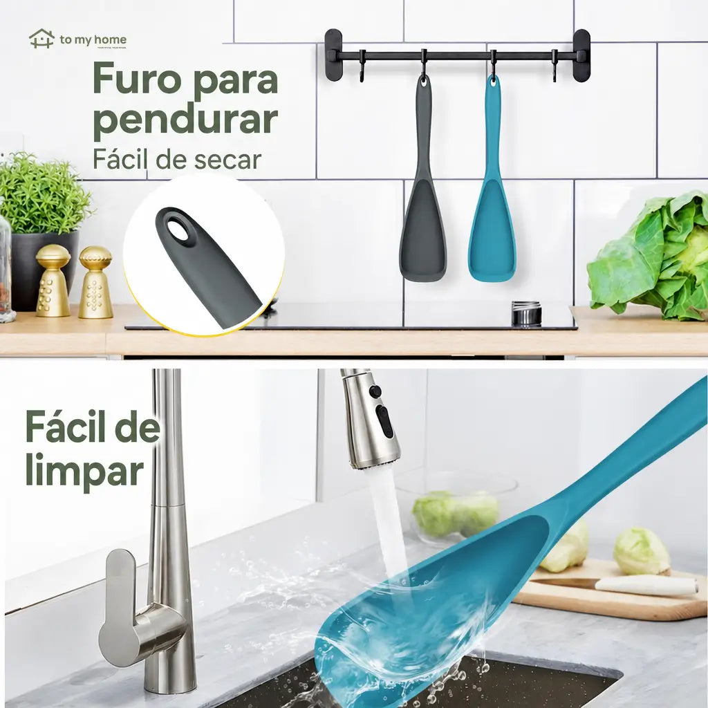 Kit 2 Colheres Espátulas de Silicone Antiaderente, Livre de BPA e Resistente ao Calor