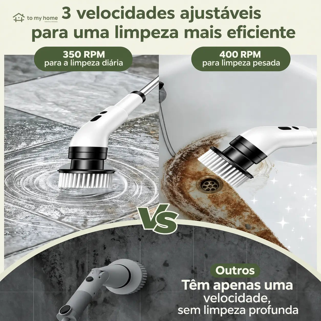 Escova elétrica de limpeza sem fio IPX7 com cabo extensível e 9 cabeças para banheiro, cozinha, pisos e rejuntes do dia a dia