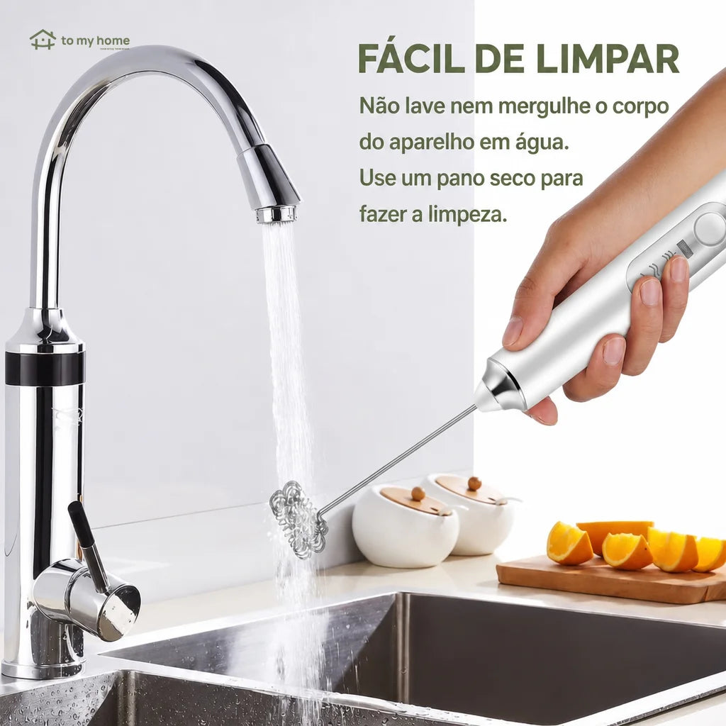 Mixer espumador de leite recarregável USB-C com 3 batedores e 3 velocidades para café, cappuccino, matcha e ovos em casa