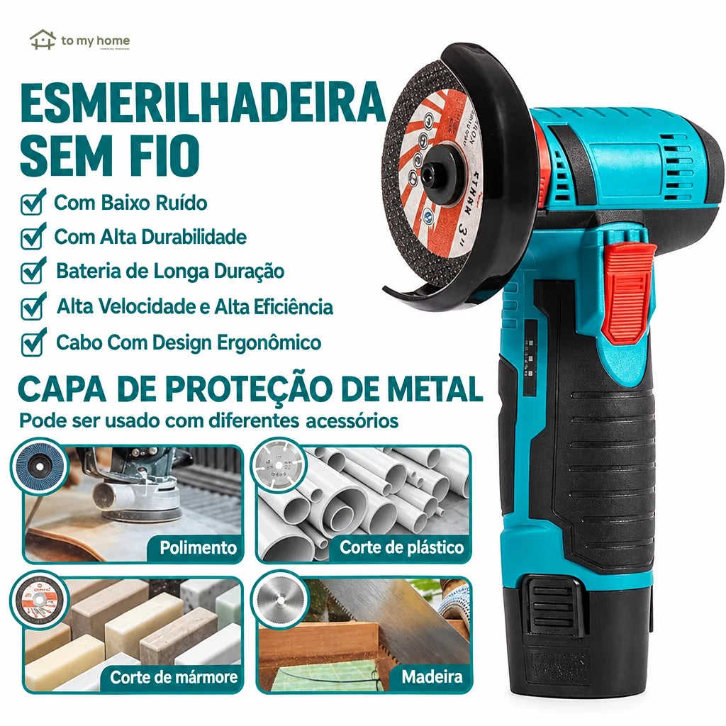 Mini esmerilhadeira sem fio 12V com motor sem escovas