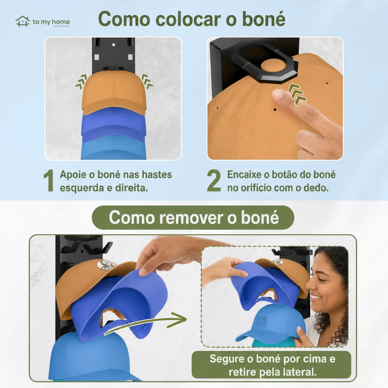 Organizador de bonés de parede com 2 suportes, adesivo ou parafuso, economiza espaço no quarto e closet, comporta 18 bonés