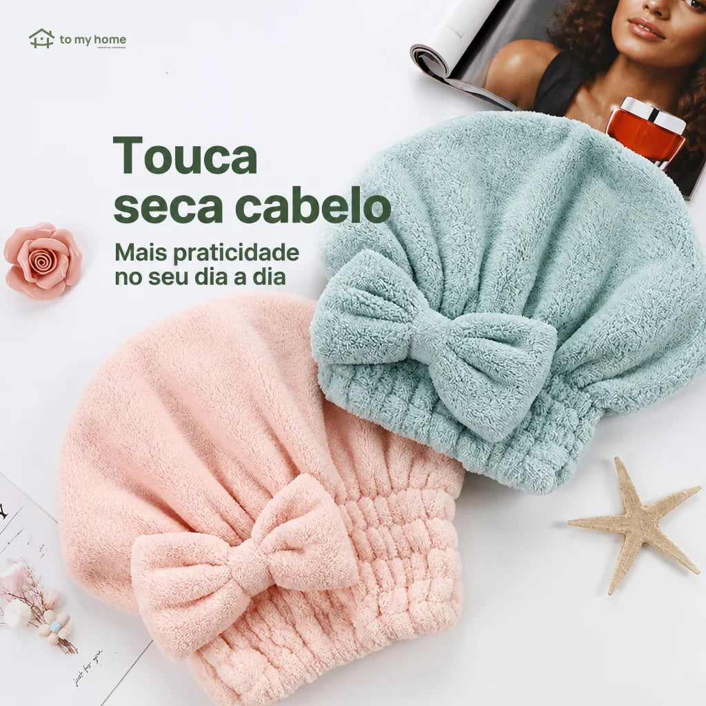 Conjunto de toucas toalha ultra-absorventes com laço decorativo, ajuste elástico e toque macio para pós-banho, maquiagem em casa ou viagem