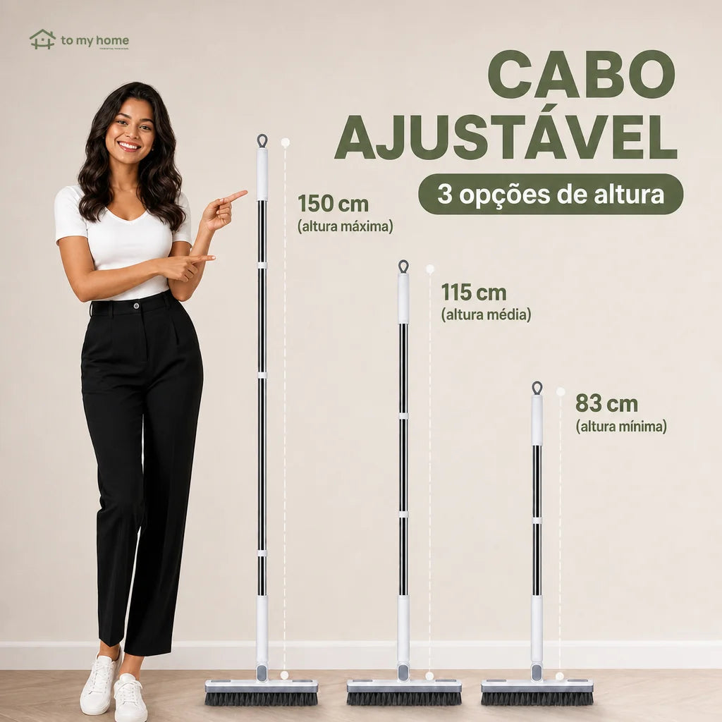 Escova esfregão 360° com cabo ajustável de 150 cm para rejuntes e cantos
