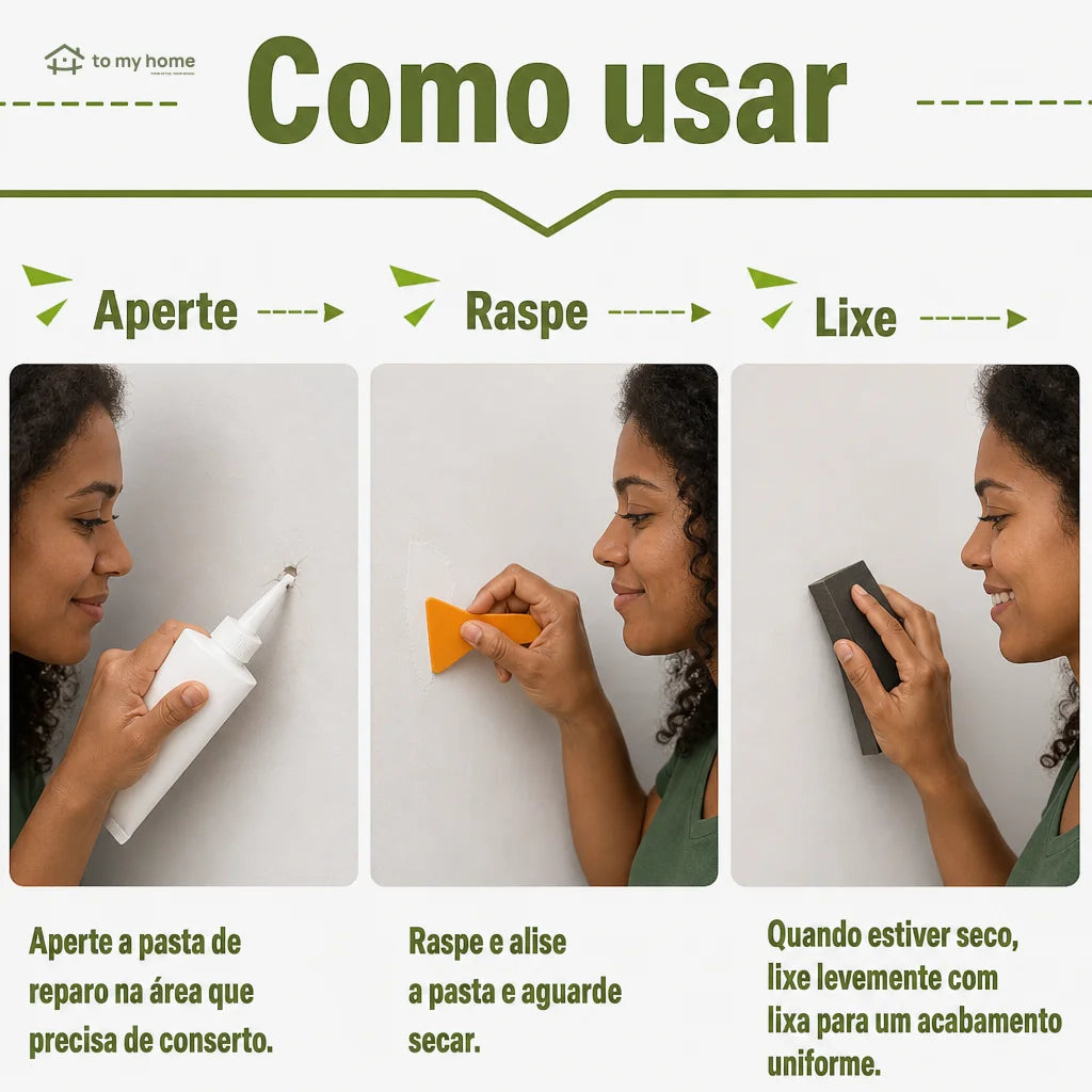 Massa reparadora de parede 250 g com secagem rápida para furos, rachaduras e pequenos reparos em drywall e concreto branco