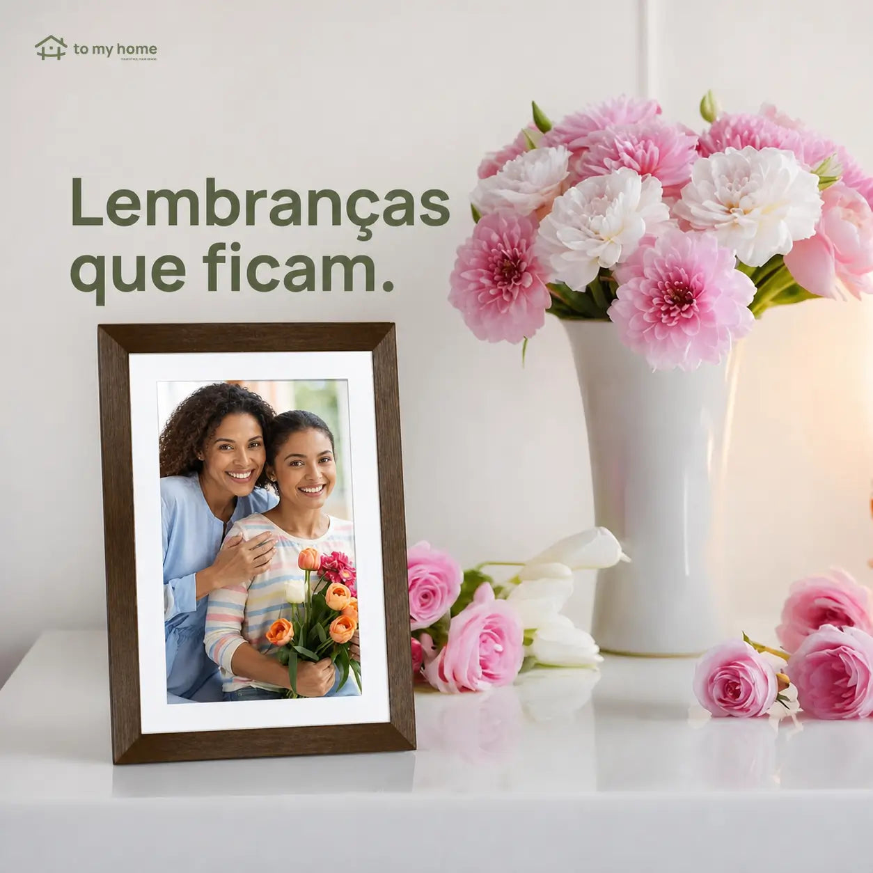 Porta-retrato digital decorativo 25,7 cm (10,1 pol.) com design em madeira e fácil manutenção para presentear e exibir lembranças todos os dias