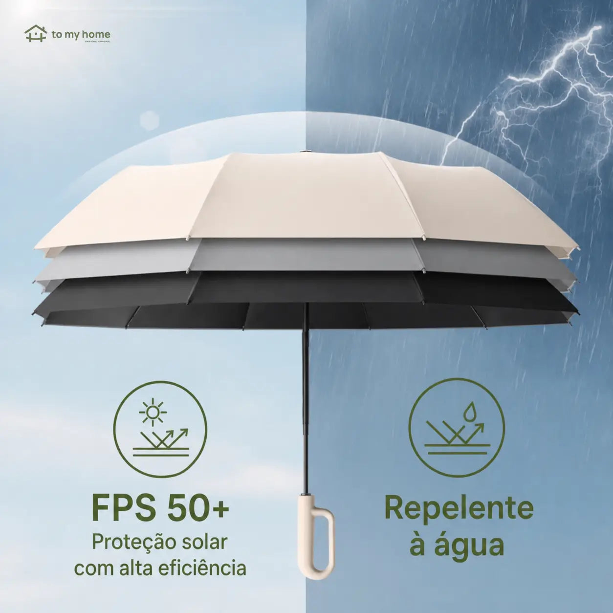 Guarda-chuva dobrável automático com 10 varetas, resistente ao vento e à chuva, com alça para levar na bolsa todos os dias