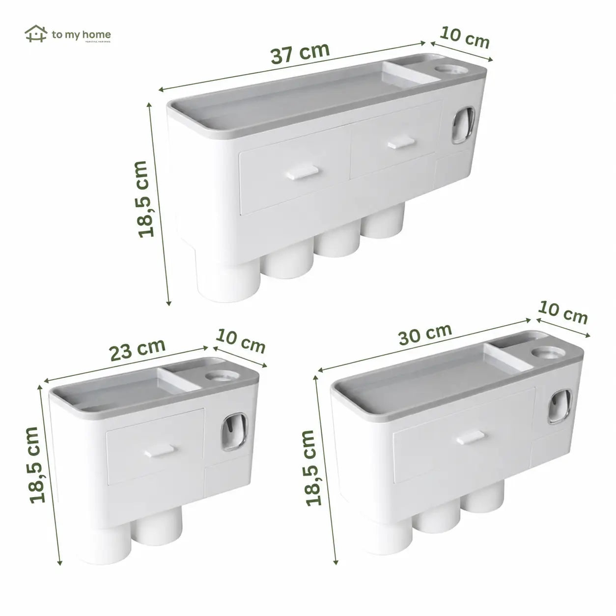 Organizador de escovas de parede com dispenser duplo de pasta, copos magnéticos e bandeja multiuso para banheiro familiar mais organizado prático