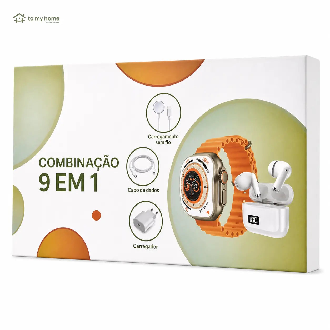 Kit smartwatch 6 em 1 com fone Bluetooth, carregador 20W e cabo Type-C para rotina conectada no trabalho, treino e viagens