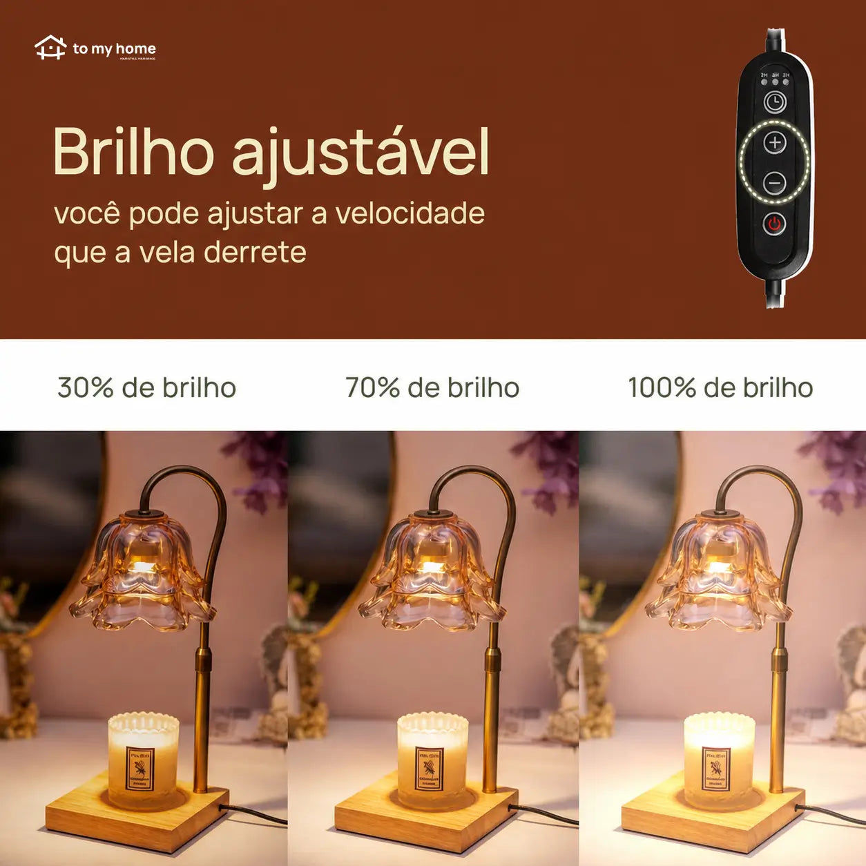 Luminária para derreter vela aromática com design lírio-do-vale, 2 lâmpadas e regulagem de altura para presentear em aniversários, Natal e Dia das Mães