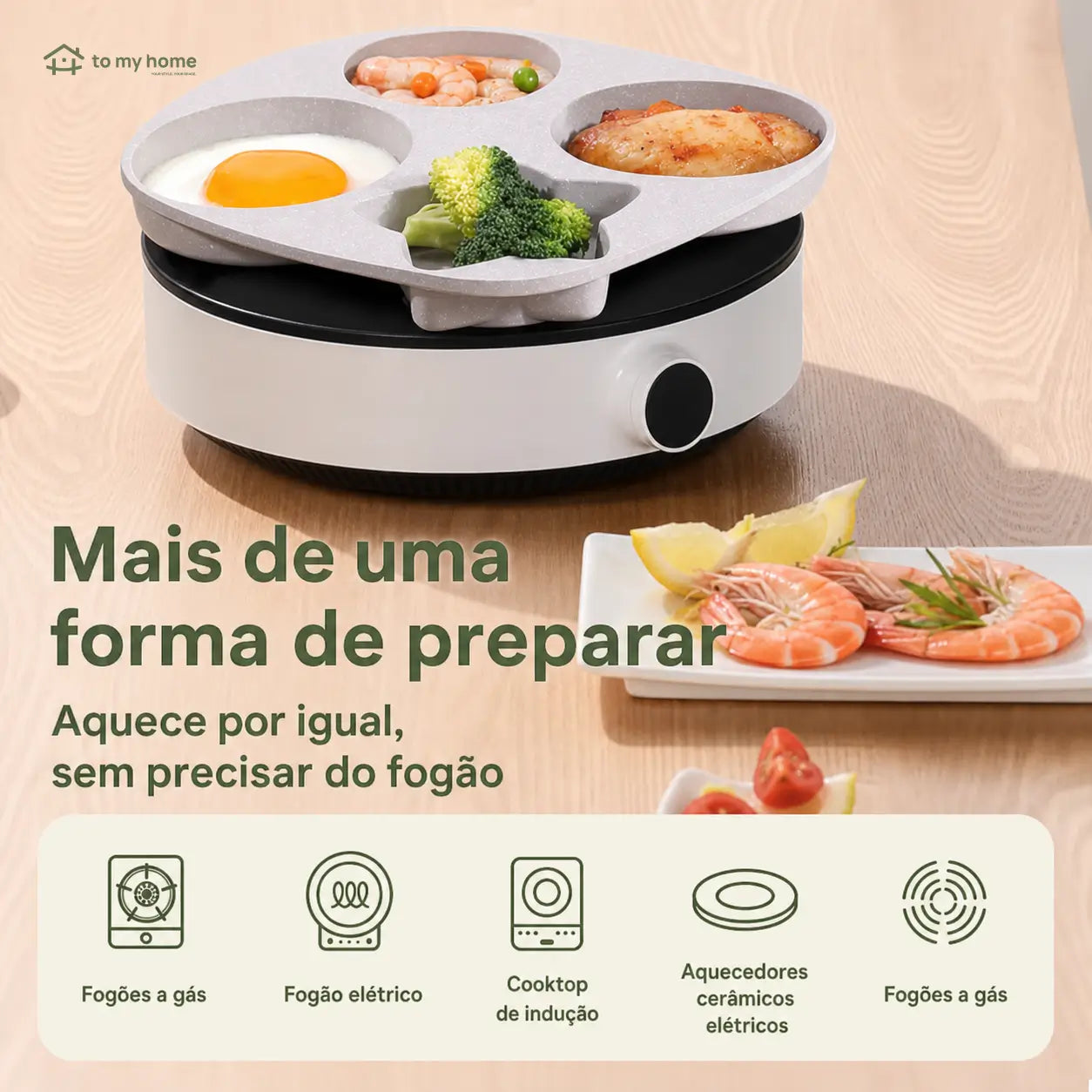 Frigideira antiaderente 4 divisórias com formas divertidas para ovos, panquecas e cafés da manhã em casa, kitnet ou cafés pequenos