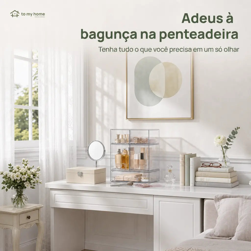 Organizador transparente empilhável com gavetas deslizantes para banheiro, cozinha, escritório e itens de bebê, kit multiuso com 5 ou 8 peças