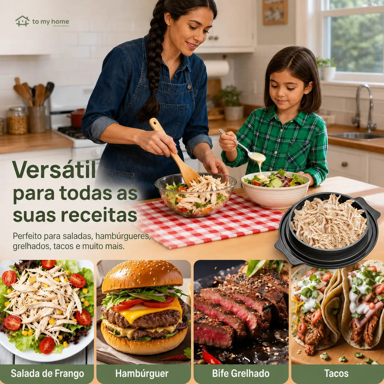 Desfiador de carne grande com tampa transparente e base antiderrapante para frango, porco e carne bovina cozidos na cozinha da família