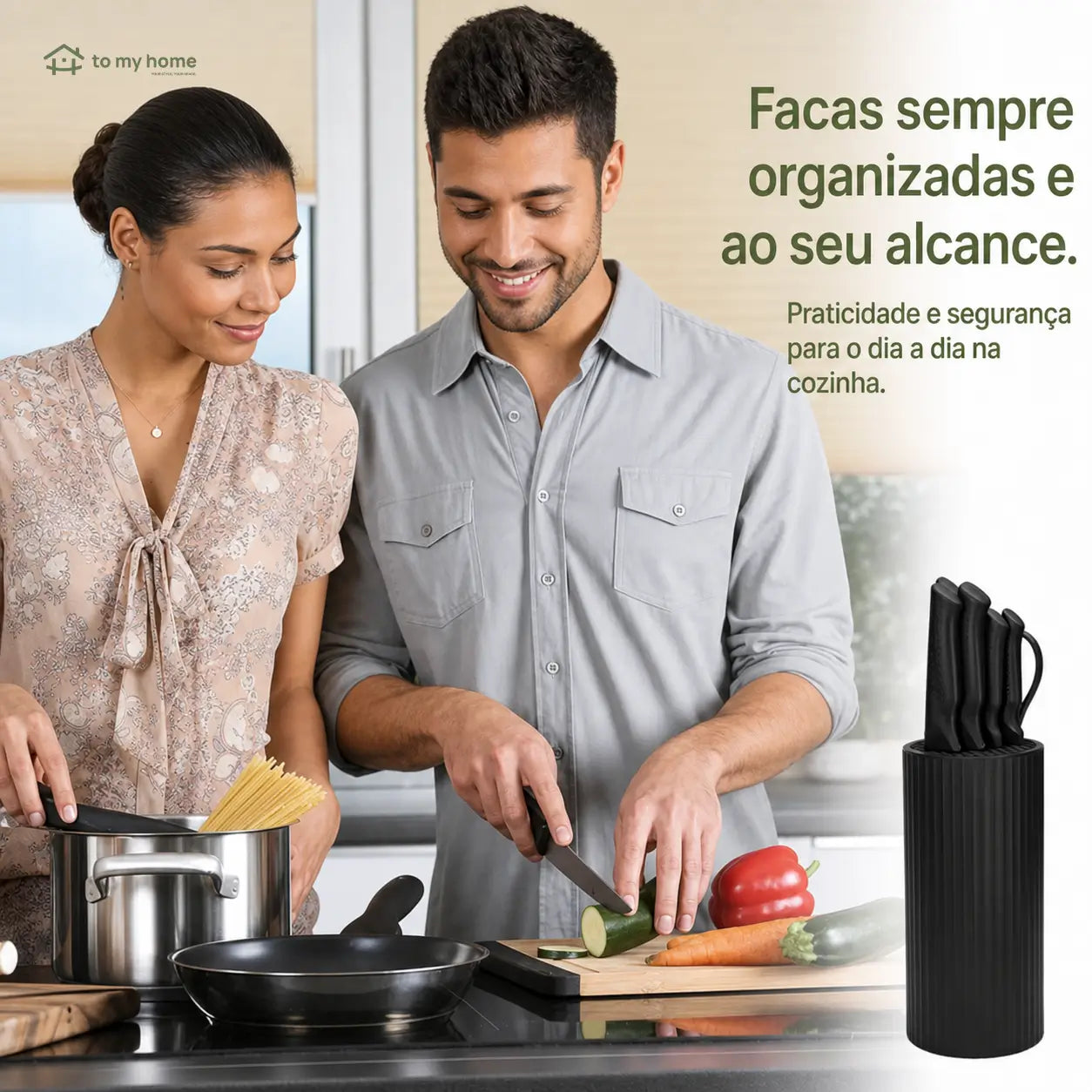 Jogo de facas de cozinha 8 peças com bloco universal, lâminas antiaderentes e resistentes à ferrugem para preparo diário em casa