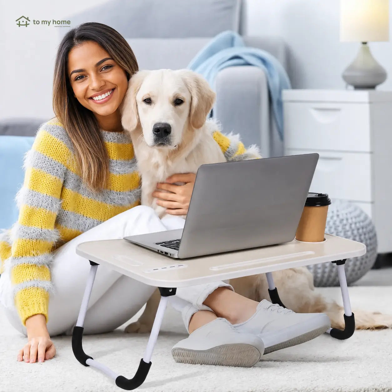 Mesa dobrável para notebook com 4 portas USB, porta-copos e gaveta para trabalhar ou estudar na cama com conforto